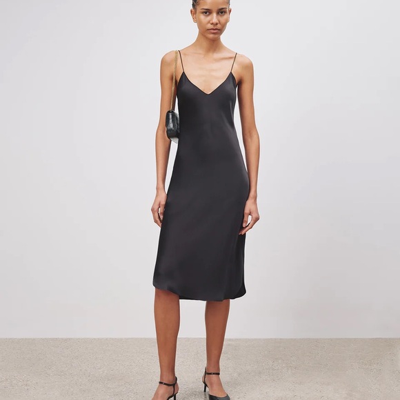 Nili Lotan Cami Silk Black Dress Short Cowl - Picture 1 of 8